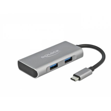 DeLOCK 63261 interface hub USB 3.2 Gen 2 (3.1 Gen 2) Type-C 10000 Mbit/s Black, Grey