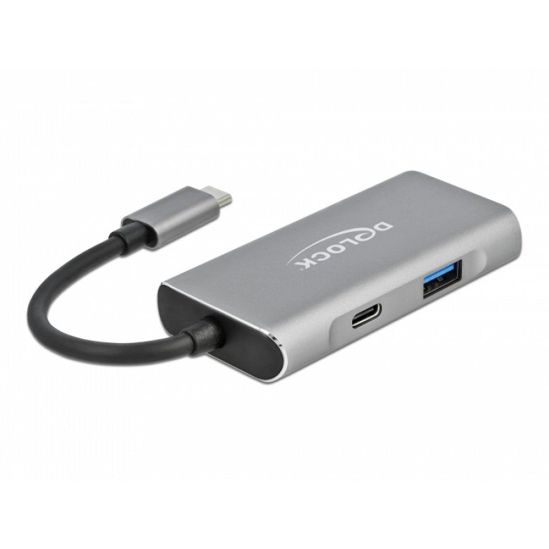 DeLOCK 63261 hub & concentrateur USB 3.2 Gen 2 (3.1 Gen 2) Type-C 10000 Mbit/s Noir, Gris