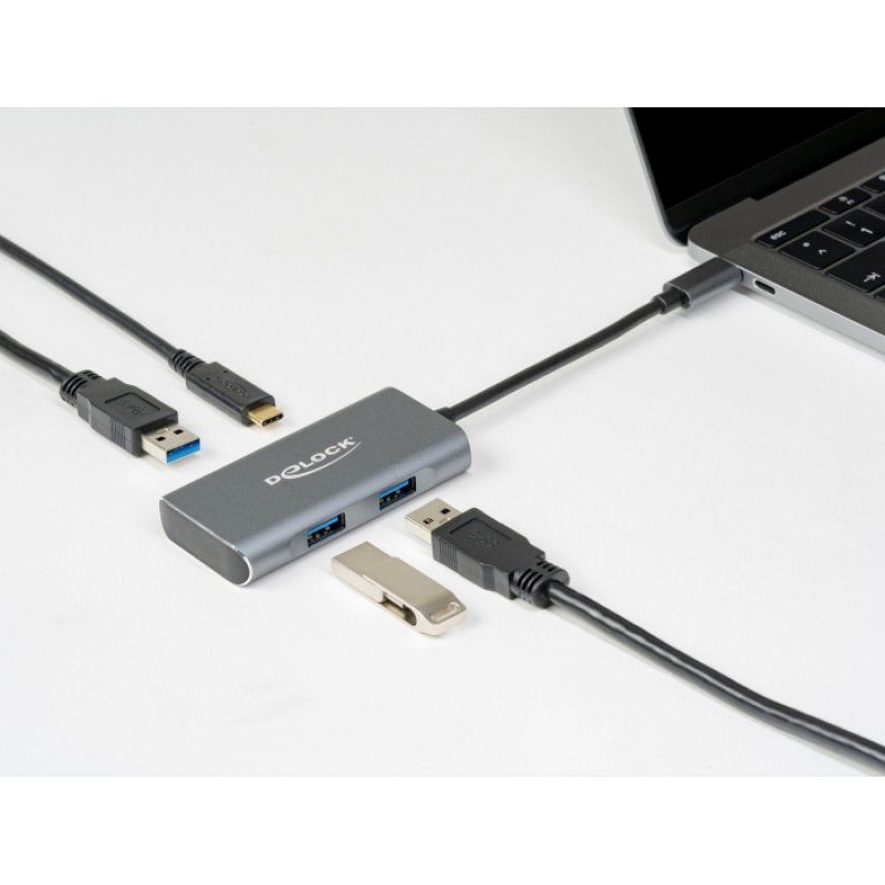 DeLOCK 63261 hub & concentrateur USB 3.2 Gen 2 (3.1 Gen 2) Type-C 10000 Mbit/s Noir, Gris