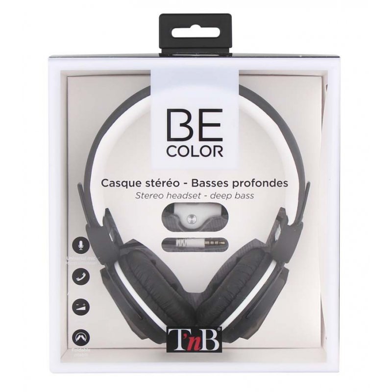 T'nB CSBCWH écouteur/casque Avec fil Arceau Appels/Musique Noir, Blanc