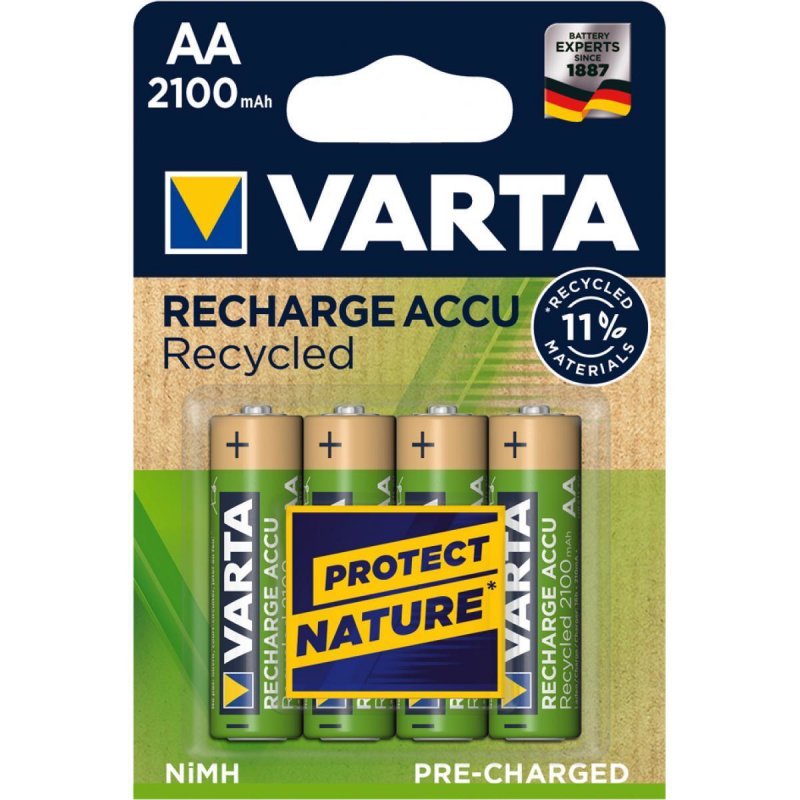 Lot de 4 piles rechargeables Varta compatible Recharge Accu type AA (LR6) 1,2V 21000mAh