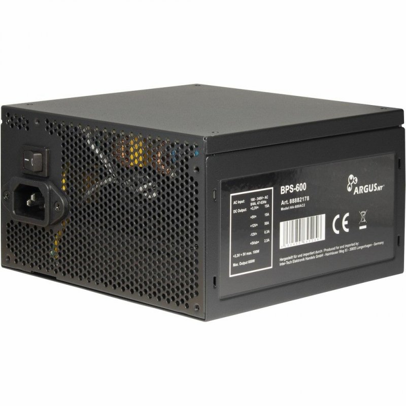 Inter-Tech Argus BPS-600 unité d'alimentation d'énergie 600 W 20+4 pin ATX ATX Noir