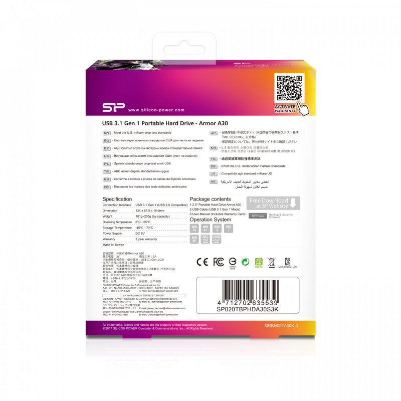 Silicon Power Armor A30 external hard drive 2 TB Black