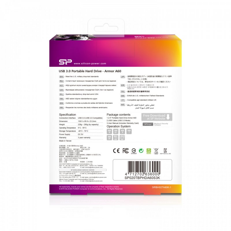 Silicon Power Armor A60 external hard drive 2 TB Black