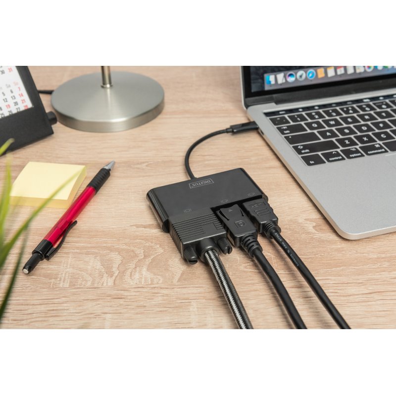 Digitus Adaptateur multi-ports USB Type-C™ à 3 ports (HDMI, DP, VGA)