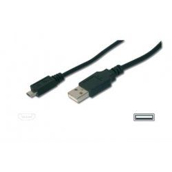 ASSMANN Electronic A/micro-B, 3m USB cable USB 2.0 USB A Micro-USB B Black