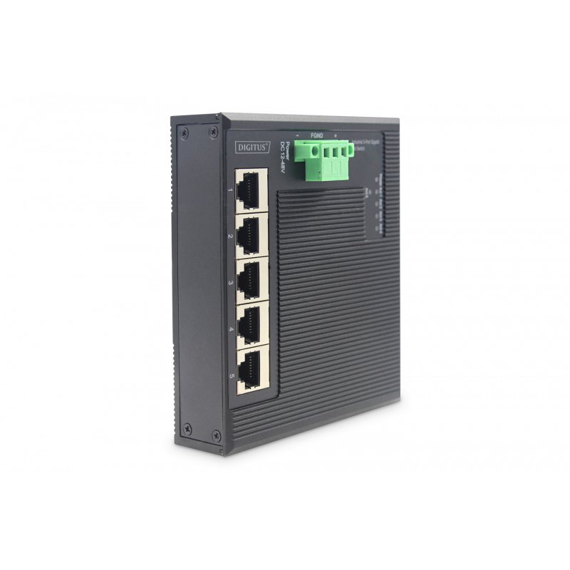 Digitus 5 Port Gigabit Ethernet Network Switch Switch, Flat, Industrial, Unmanaged