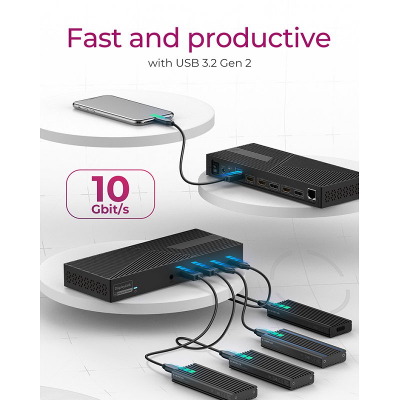 Dockingtation 4xUSB-A/2xUSB-C/2xHDMI/DisplayPort ICY BOX Black