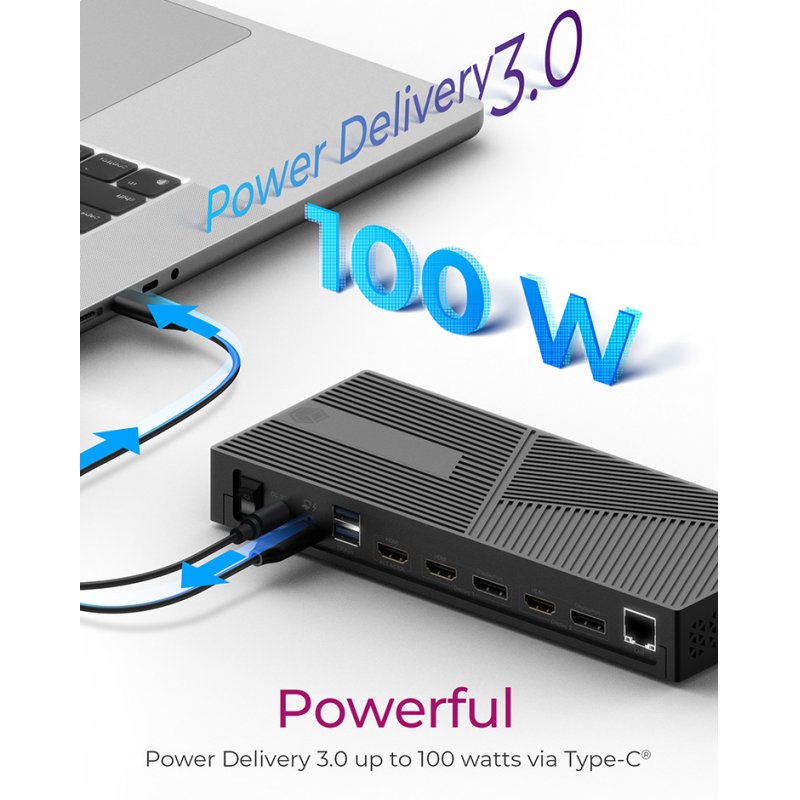 ICY BOX IB-DK2246AC Avec fil USB 3.2 Gen 2 (3.1 Gen 2) Type-A Noir