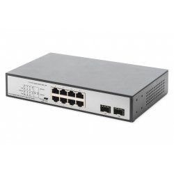 Digitus 8 Port Gigabit PoE Switch, 19 Zoll, Unmanaged, 2 Uplinks