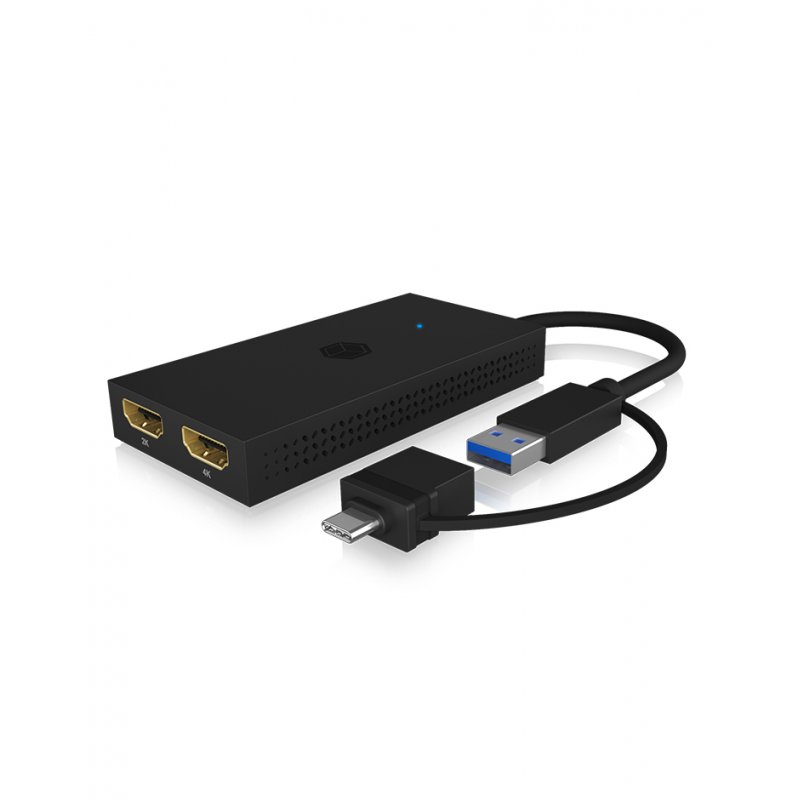 ICY BOX Mobile USB to Dual HDMI Splitter