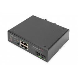 Digitus 4 Port Gigabit Ethernet Network PoE Switch, Industrial, Unmanaged, 2 SFP Uplink