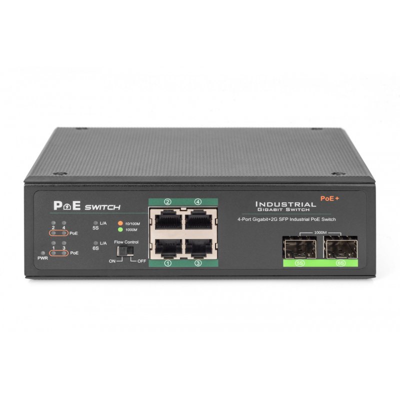 Switch Digitus industrial 4-port PoE + 2-port SFP