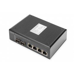 Digitus Commutateur PoE réseau Gigabit Ethernet 4 ports, industriel, non administrable, 2 SFP en liaison montante
