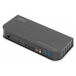 Digitus KVM Switch, 2-Port, 4K60Hz, 2 x DP in, 1 x DP/HDMI out