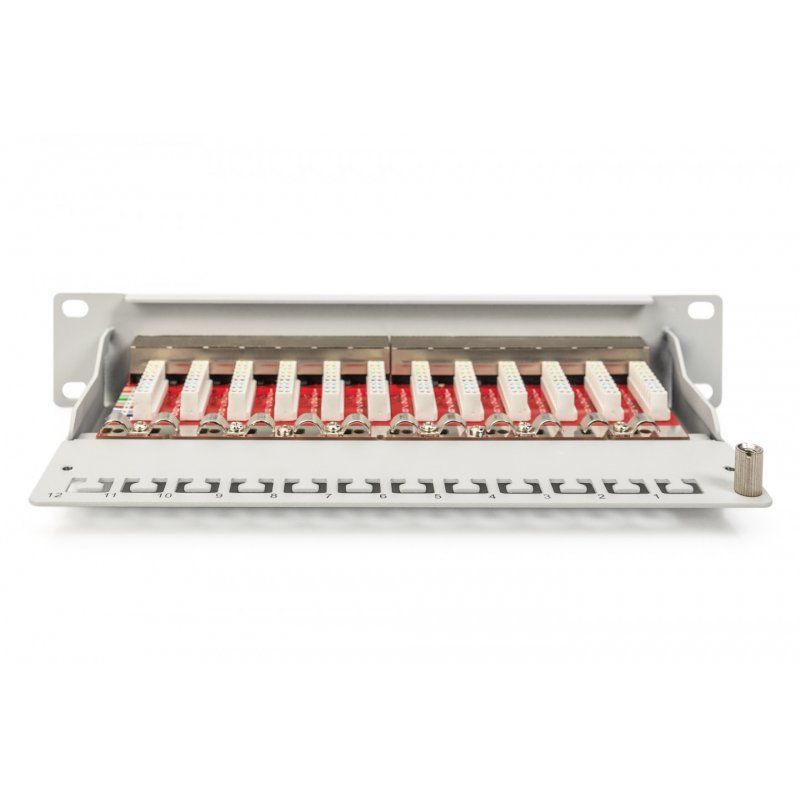 Digitus CAT 6A Patch Panel, shielded, 12-Port, 1HE, 10", grey