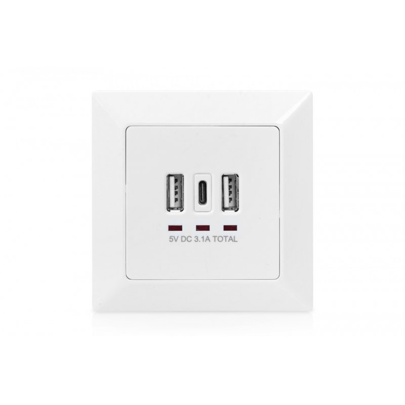 Digitus Boîtier de chargement pour smartphones/tablettes avec 2 x USB A, 1 x USB Type-C™, 3100 mA, UP
