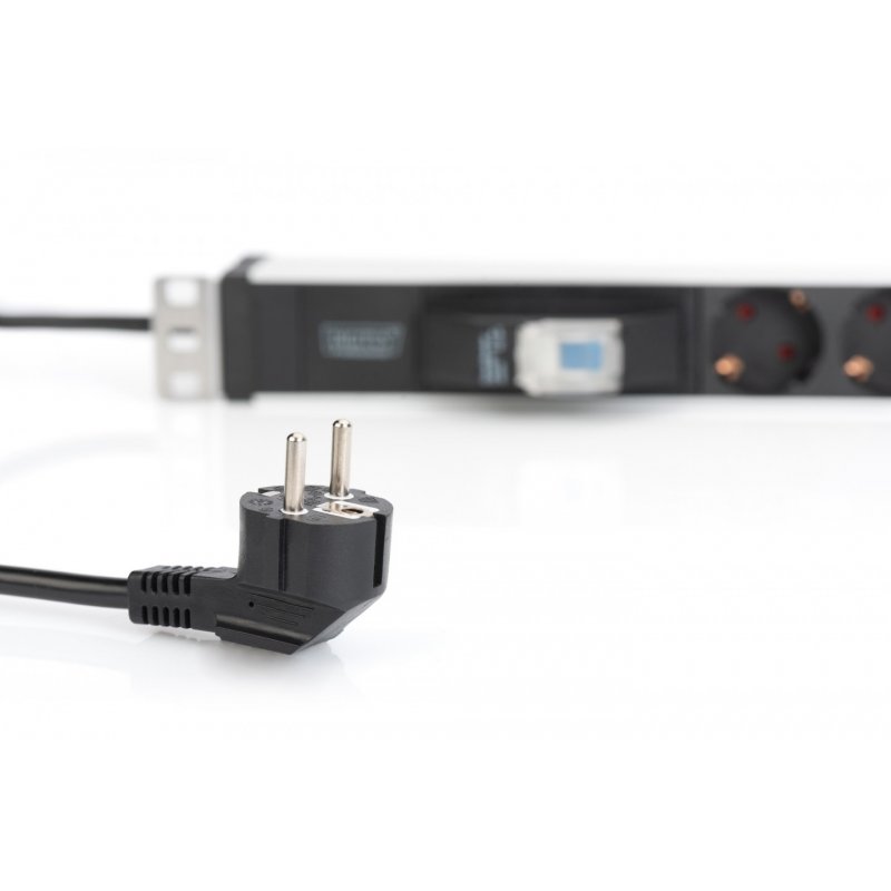 Digitus Bloc multiprise avec profilé en aluminium, prise électrique à contacts de protection avec 6 sorties et disjon