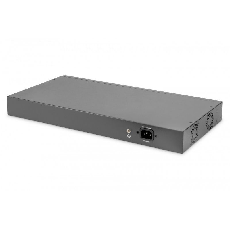 Digitus 24 Port Fast Ethernet PoE Switch, 19 Inch, Unmanaged, 2 Uplinks