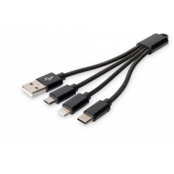 DIGITUS 3-in-1 Charger Cable - Lightning-Kabel - 15 cm