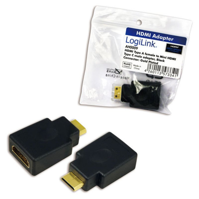 LogiLink AH0009 changeur de genre de câble HDMI C HDMI A Noir