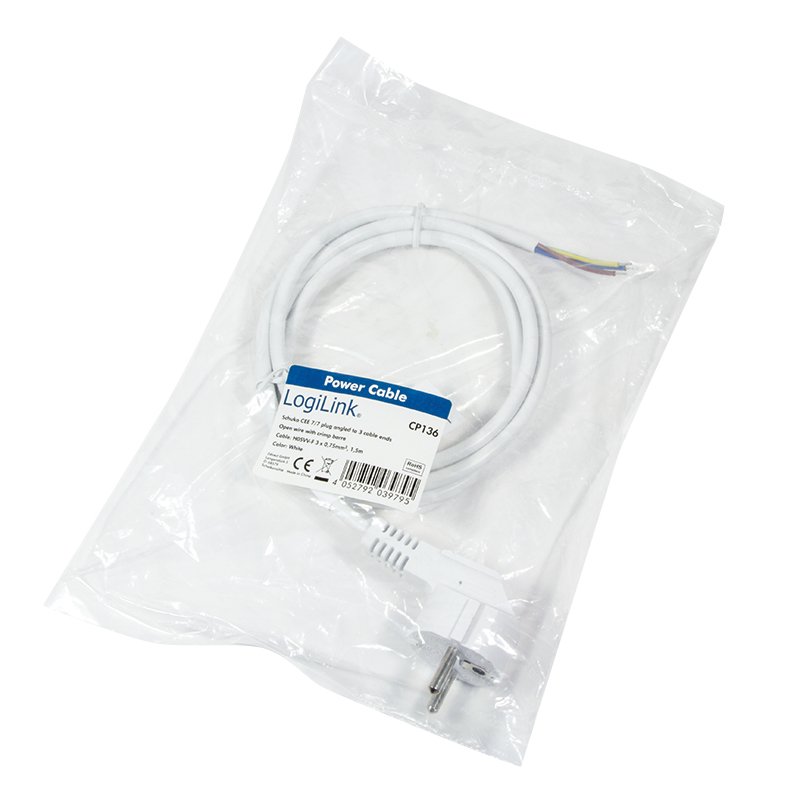 LogiLink compatible Stromkabel - CEE 7/7 bis ohne Stecker - 1.5 m