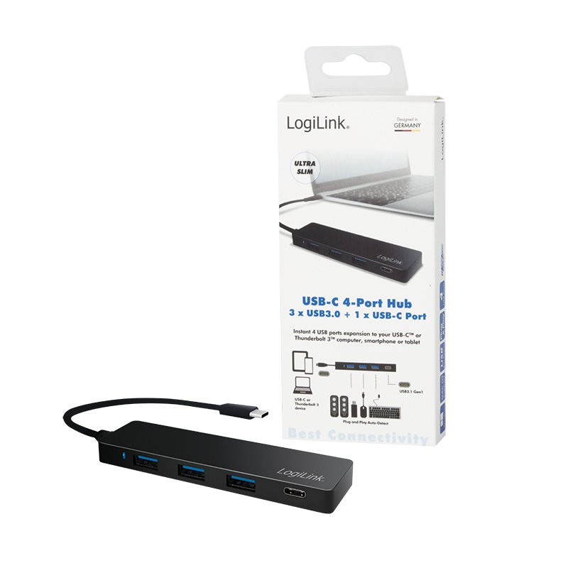 LogiLink compatible Ultra-slim USB-C 3.1 hub - Hub - 4 Anschlüsse