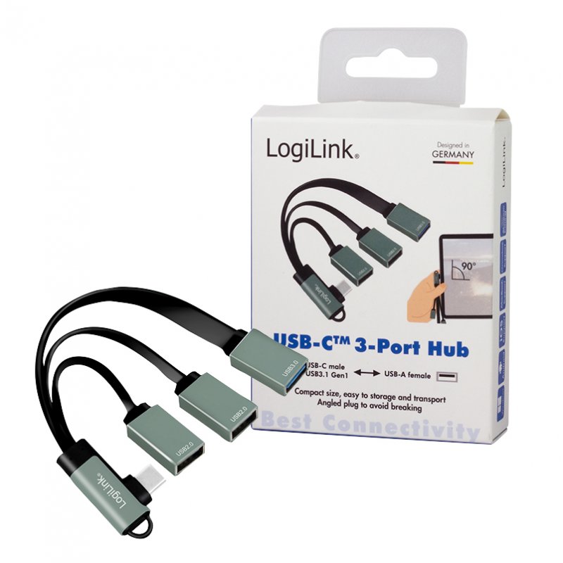 LogiLink UA0361 hub & concentrateur USB 3.2 Gen 1 (3.1 Gen 1) Type-C 5000 Mbit/s Argent
