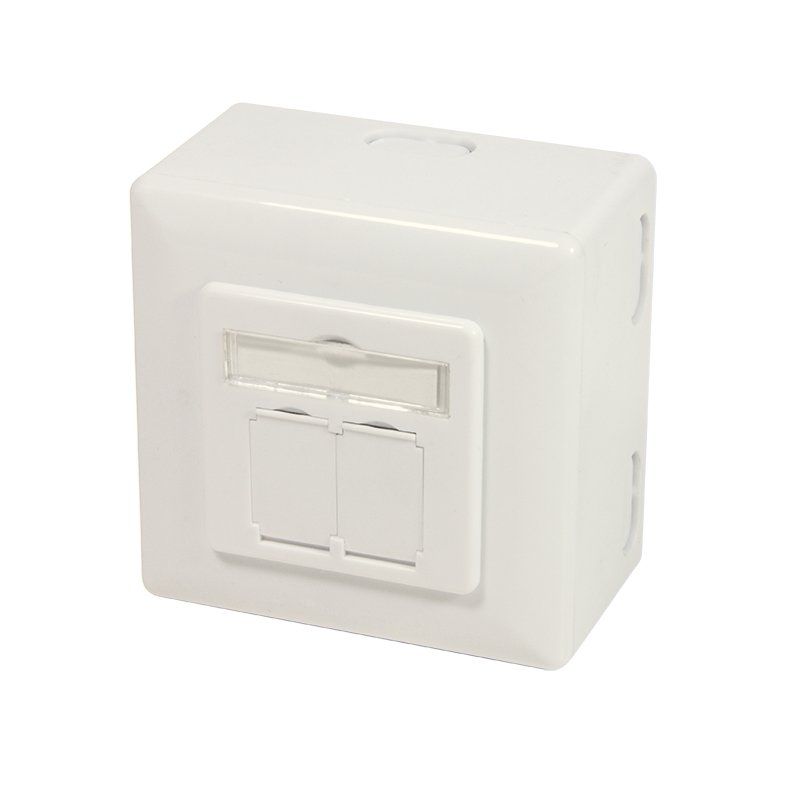 LogiLink NP0124 prise de courant 2 x RJ-45 Métallique, Blanc