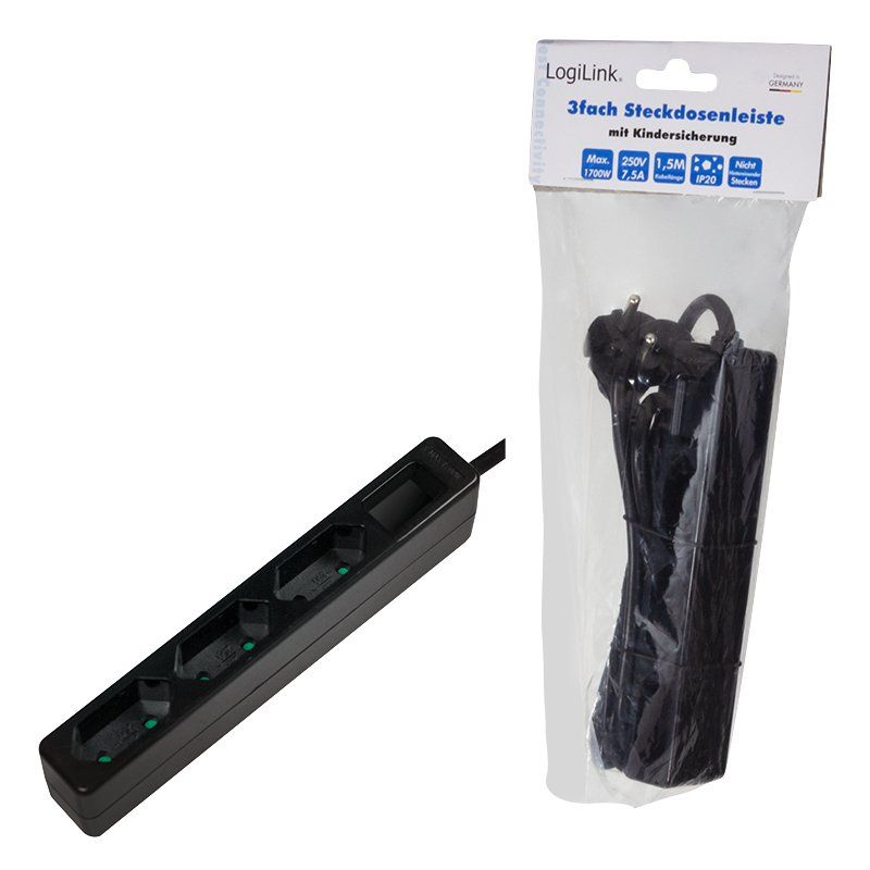LogiLink compatible - Slim - Steckdosenleiste - 1700 Watt