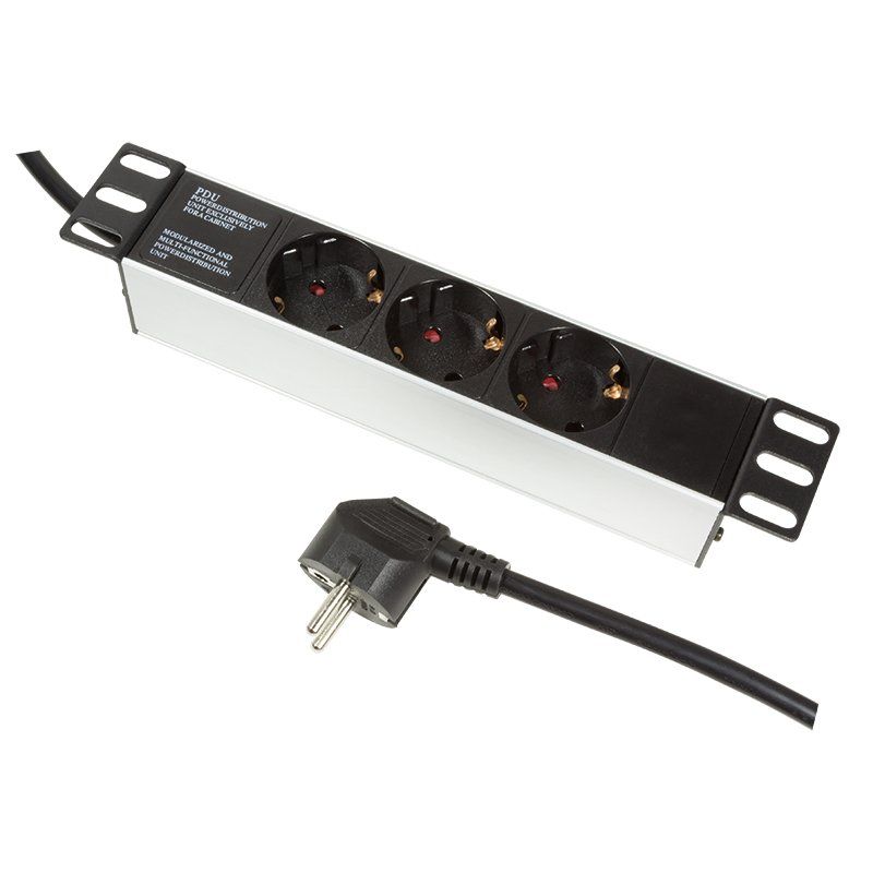 LogiLink PDU3B01 unité de distribution d'énergie 3 sortie(s) CA 1U Noir