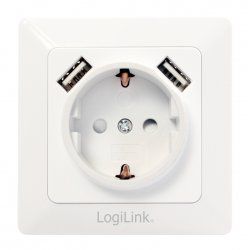 LogiLink PA0162 socket-outlet 2 x USB + CEE 7/3 White