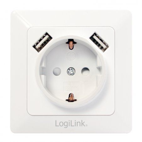 LogiLink PA0162 socket-outlet 2 x USB + CEE 7/3 White