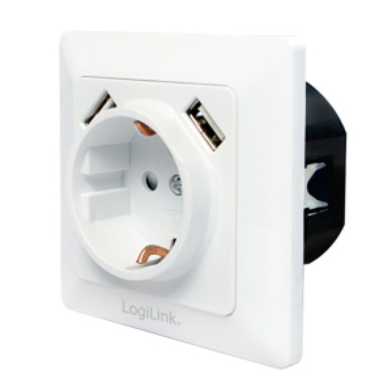 LogiLink PA0162 socket-outlet 2 x USB + CEE 7/3 White
