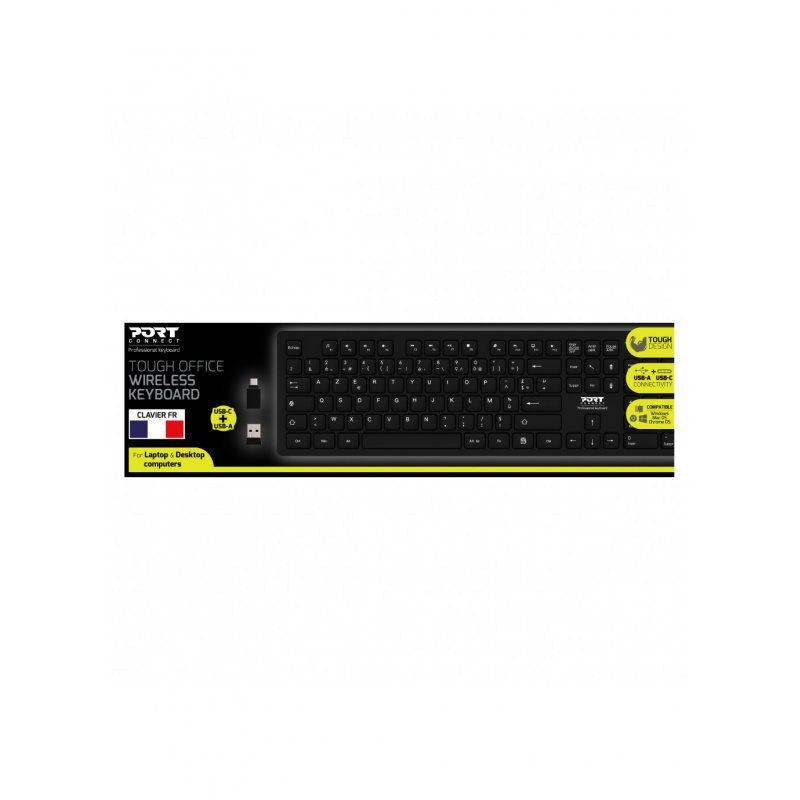 Port Designs 900752-W-FR clavier RF sans fil AZERTY Français Noir