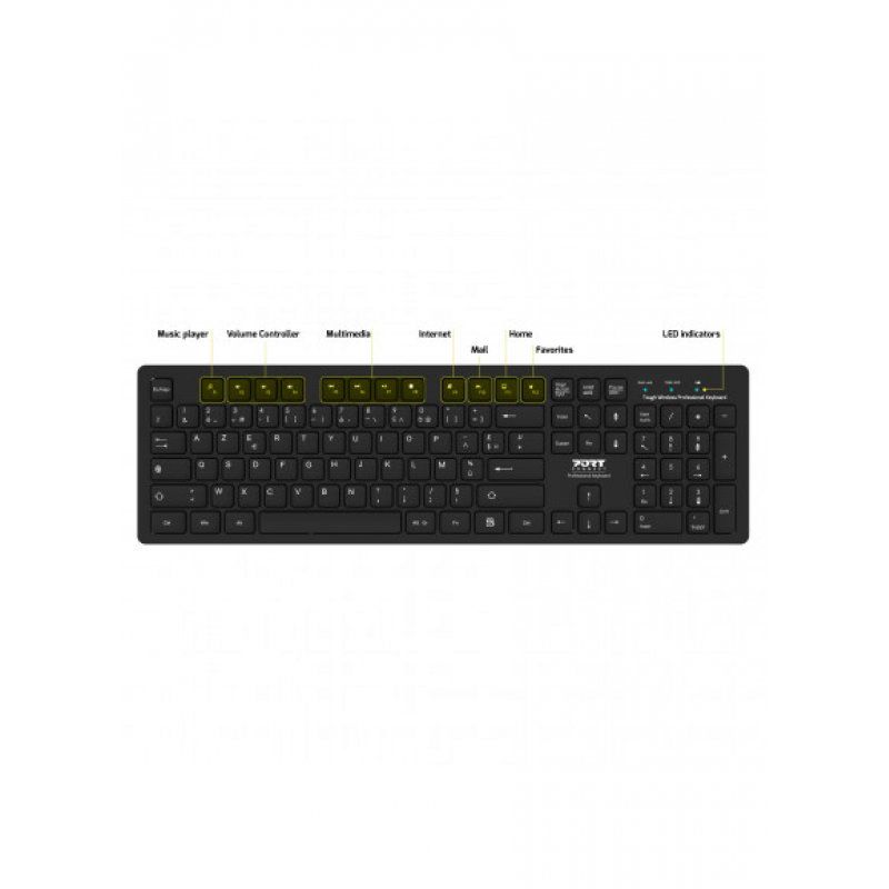 Port Designs 900752-W-FR clavier RF sans fil AZERTY Français Noir