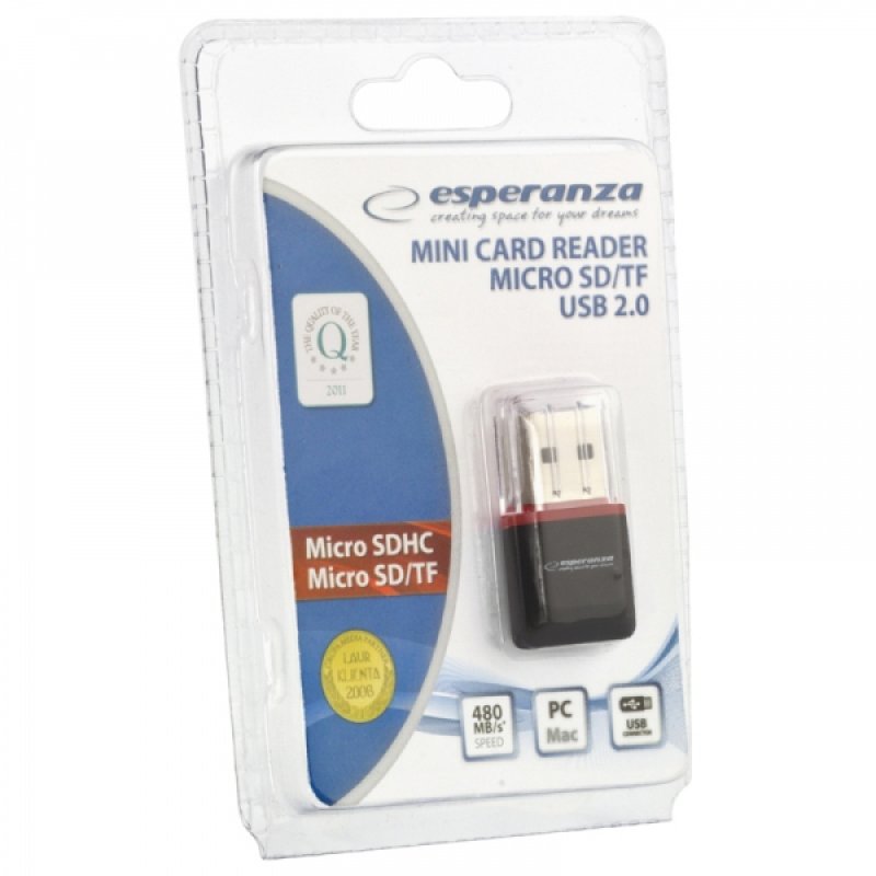 Esperanza EA134K card reader USB 2.0 Black, Silver, Transparent
