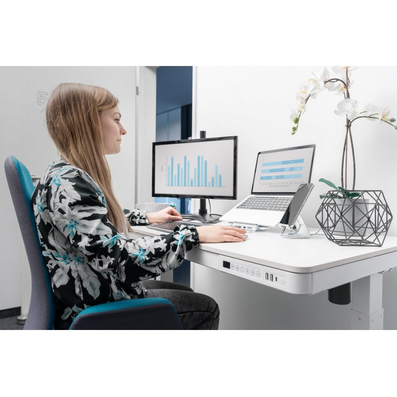 Digitus Electric Height-Adjustable Desk with USB-Charger and Drawer