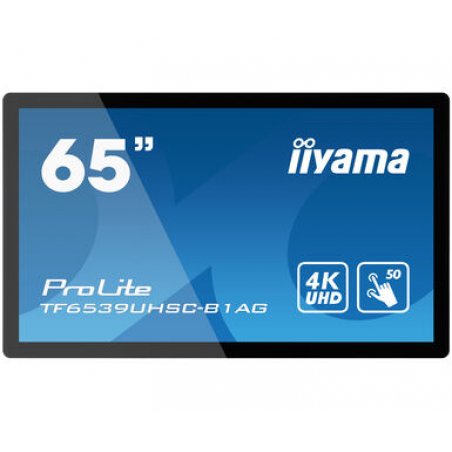 iiyama TF6539UHSC-B1AG affichage de messages Écran plat interactif 165,1 cm (65") LCD 500 cd/m² 4K Ultra HD Noir Écra