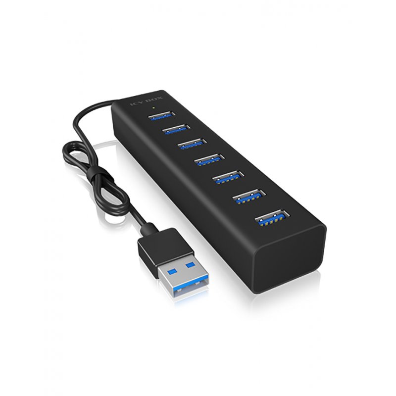 HUB 7Port ICY BOX aktiv mit Netzteil Aluminium Black