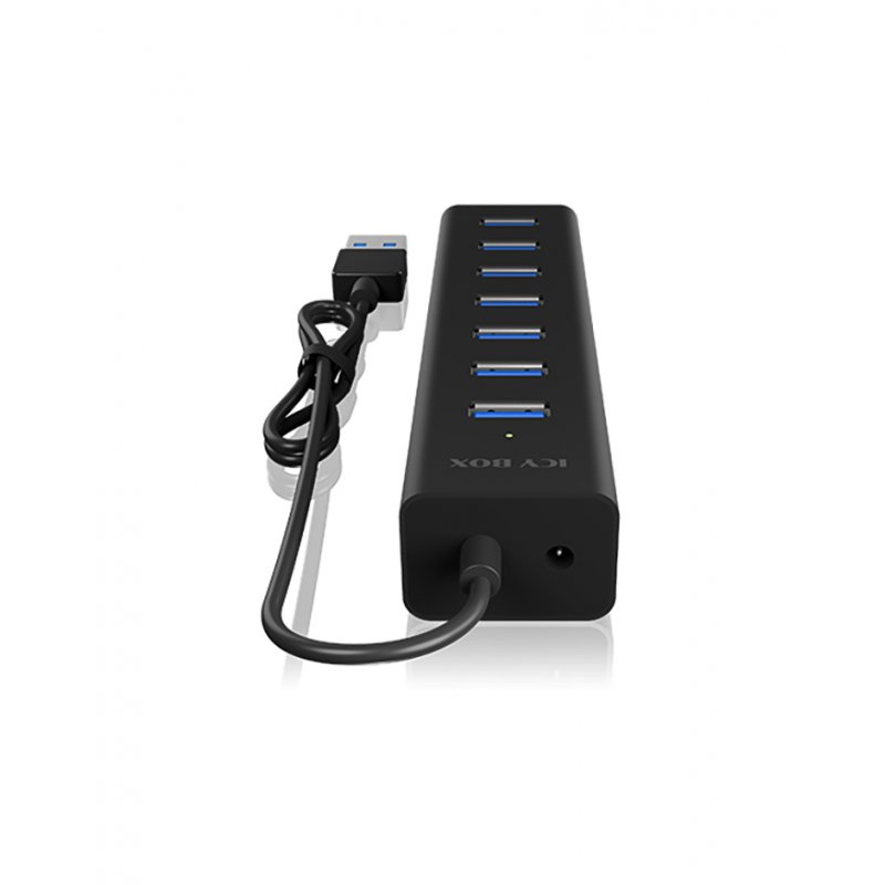 HUB 7Port ICY BOX aktiv mit Netzteil Aluminium Black