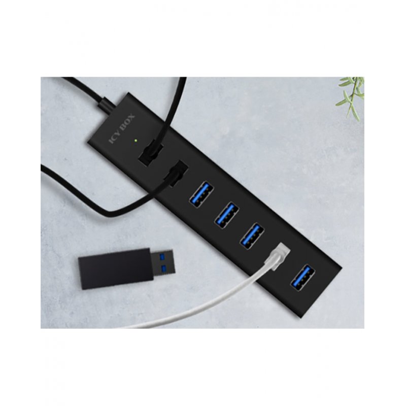 HUB 7Port ICY BOX aktiv mit Netzteil Aluminium Black