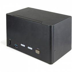 StarTech.com 2 Port Quad Monitor DisplayPort KVM Switch - 4K 60Hz UHD HDR - Desktop 4K DP 1.2 KVM with 2 Port USB 3.0 Hu