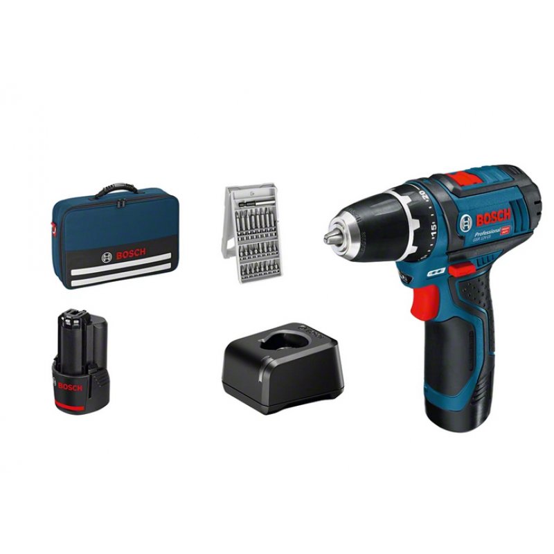 Bosch GSR 12V-15 Professional 1300 tr/min Noir, Bleu