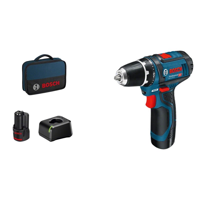 Bosch compatible - GSR 12V-15 - Cordless Drill Driver - Battery & Bag Set