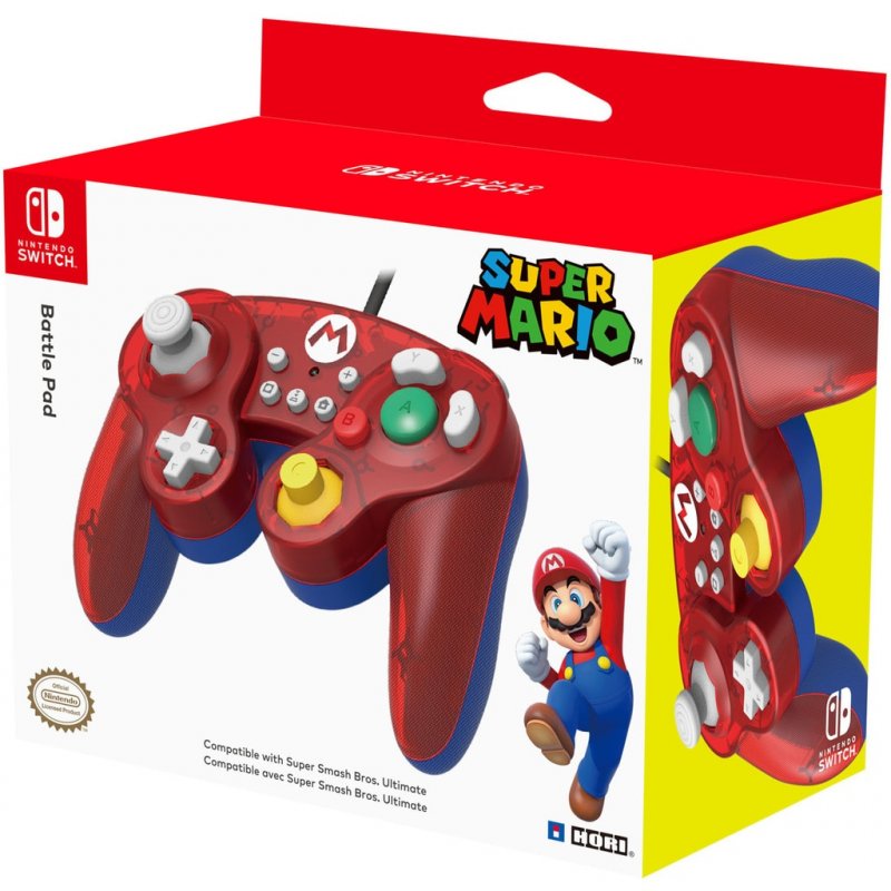 Hori Battle Pad (Mario) Bleu, Rouge, Translucide USB Manette de jeu Nintendo Switch