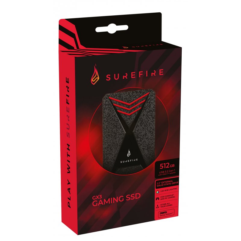 SureFire Gaming 512 GB Black, Grey