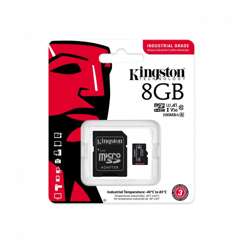 Kingston Technology Industrial 8 Go MicroSDHC UHS-I Classe 10