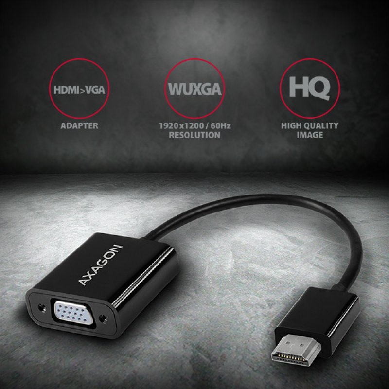 Axagon RVH-VGN video cable adapter 0.17 m HDMI Type A (Standard) VGA (D-Sub) Black