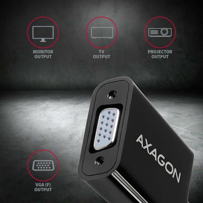 AXAGON compatible RVH-VGN, HDMI auf VGA Reduction / Adapter, WUXGA - schwarz